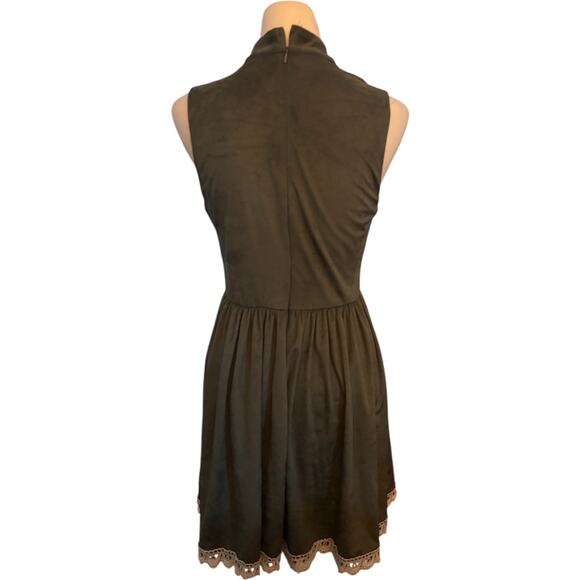 Altar'd State Olive Green & Cream Sleeveless Dress With Lace Trim, Size Medium - Picture 3 of 5